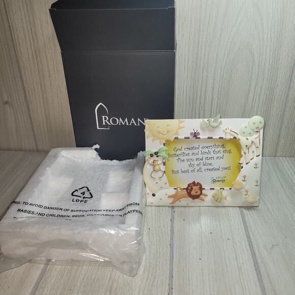 Vtg 2003 Roman God Created Everything Photo Frame Kids 3.5"x5" Noah's Ark Animal - Picture 2 of 9